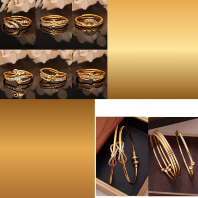 Parisal Brass Gold-plated Red, Black, White Jewellery Set(Pack of 8)
