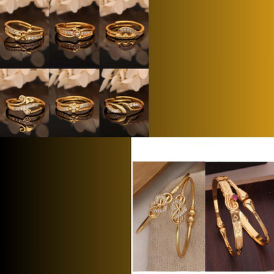 Vedda Brass Gold-plated Beige, Orange Jewellery Set(Pack of 8)