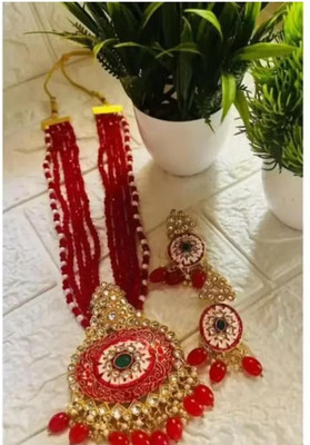 SHYAM Alloy Gold-plated Red Jewellery Set(Pack of 1)
