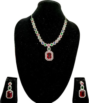 Meaningful Brass Ruby Red Jewellery Set(Pack of 2)