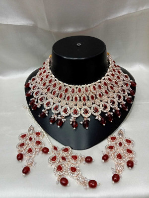 padmawati Alloy Gold-plated Maroon Jewellery Set(Pack of 4)