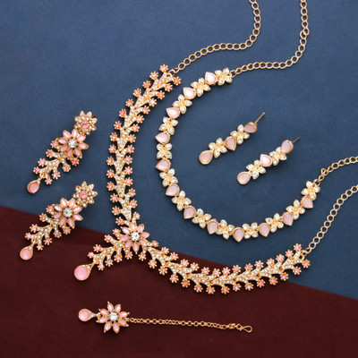 Atasi International Alloy Gold-plated Rose Gold, Purple Jewellery Set(Pack of 1)