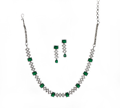 Moonron Brass Rhodium Green, Silver Jewellery Set(Pack of 1)