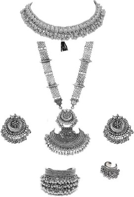COSMO DUST JEWELLERY WITH DEVICE Oxidised Silver Silver Silver Jewellery Set(Pack of 5)