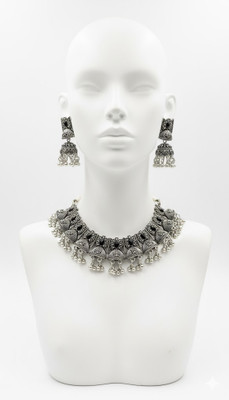 Nimmis collection Oxidised Silver White Jewellery Set(Pack of 1)