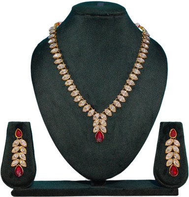 RAUNAK CREATION Alloy Gold-plated Maroon Jewellery Set(Pack of 1)