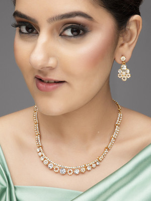 RUBANS Alloy Gold-plated Gold, White Jewellery Set(Pack of 1)