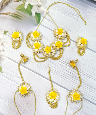 kalp creations Fabric Yellow Jewellery Set(Pack of 1)