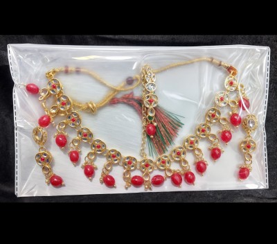 RAHUL TRADERS Alloy Gold-plated Ruby Red Jewellery Set(Pack of 1)