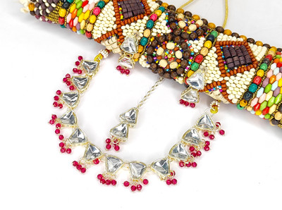 Zarmar fashion Stone Gold-plated Gold, White, Pink Jewellery Set(Pack of 1)