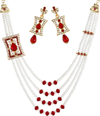 Styylo Jewels Alloy Gold-plated Gold, Maroon, White, Multicolor Jewellery Set(Pack of 1)