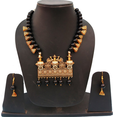 BELLACRAZE Brass Gold-plated Black Jewellery Set(Pack of 1)