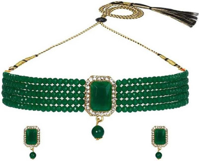 AMHRIK IMITATION Brass Silver Green Jewellery Set(Pack of 1)