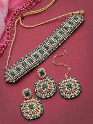 Sukkhi Alloy Gold-plated Green Jewellery Set(Pack of 1)