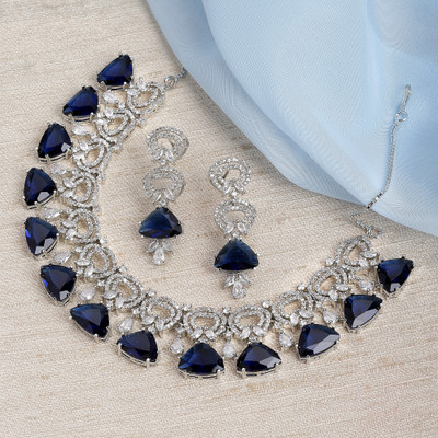 ZENEME Brass Gold-plated Blue Jewellery Set(Pack of 1)