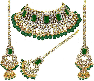 CATALYST Brass Gold-plated Green, White Jewellery Set(Pack of 1)