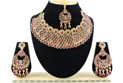 VATSALYA creation Alloy Gold-plated Maroon, Gold Jewellery Set(Pack of 1)