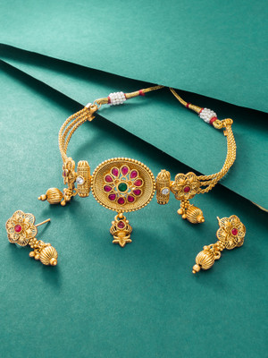 Vermont Copper Gold-plated Gold, Maroon Jewellery Set(Pack of 3)