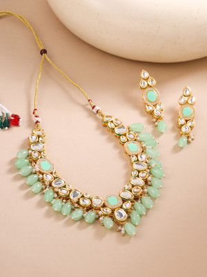 YELLOW CHIMES Metal Green Jewellery Set(Pack of 3)