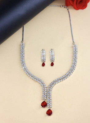 AKENTRPRISE Brass Silver Red Jewellery Set(Pack of 1)