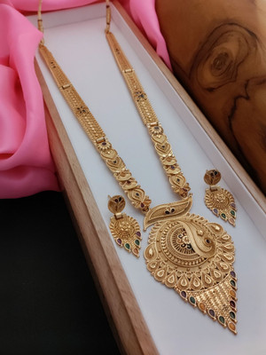 OmKrishiv Brass Gold-plated Gold Jewellery Set(Pack of 1)