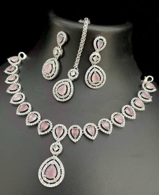 AKENTRPRISE Brass Silver Pink Jewellery Set(Pack of 1)