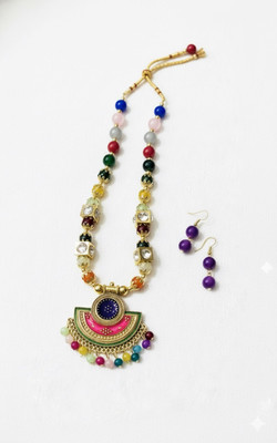 dmam trends Brass Pink Jewellery Set(Pack of 1)