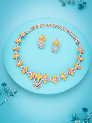 Divastri Brass Gold-plated Rose Gold, Yellow Jewellery Set(Pack of 1)
