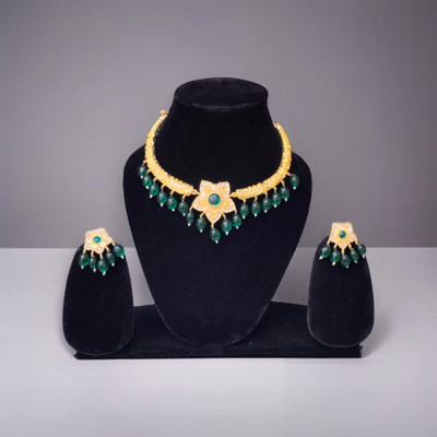 Gemvilla Jewels Alloy Gold-plated Green Jewellery Set(Pack of 2)