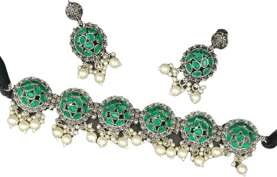 Elegant Jewels Alloy Gold-plated Green Jewellery Set(Pack of 1)