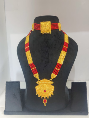 MOHINIMAA ENTERPRISES Crystal, Dori, Alloy Gold-plated Red, Gold Jewellery Set(Pack of 1)