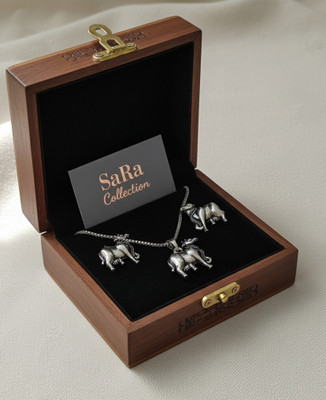 SARA COLLECTION Oxidised Silver, Stainless Steel Black Silver Silver Jewellery Set(Pack of 1)