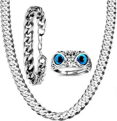 ISUBUCCI Stainless Steel Silver Silver Jewellery Set(Pack of 3)