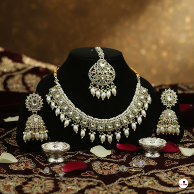 GetBling Alloy Gold-plated White Jewellery Set(Pack of 4)