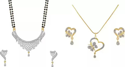 Opus Gems Alloy Gold-plated Black Jewellery Set(Pack of 3)