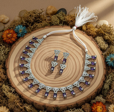 Amoha Lifestyle Alloy Silver Purple, Silver Jewellery Set(Pack of 3)