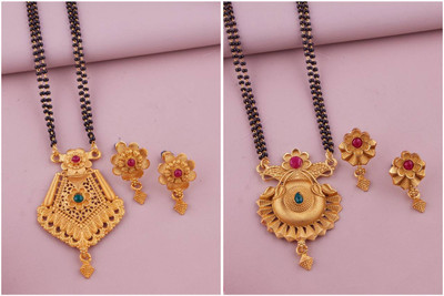 bhanu diam Alloy Gold-plated Gold Jewellery Set(Pack of 1)