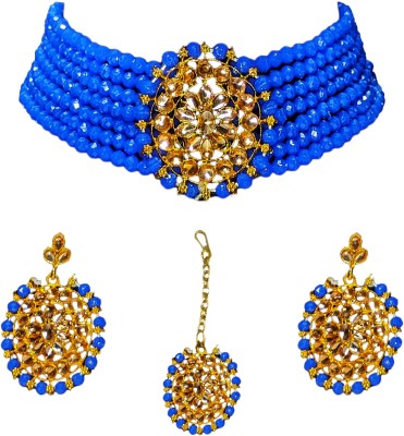 PAMASTORE Brass Blue Jewellery Set(Pack of 1)