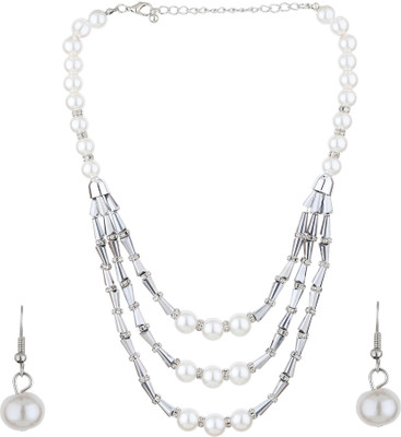 Dreamish Imitation Mother of Pearl, Alloy Sterling Silver White, Silver Jewellery Set(Pack of 2)