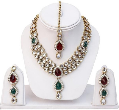 CATALYST Alloy Gold-plated Maroon, Green, White Jewellery Set(Pack of 1)