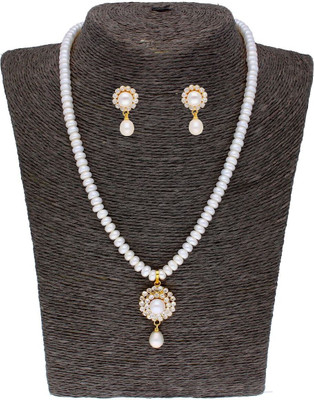 Sri Jagdamba Pearls Mother of Pearl Gold-plated White Jewellery Set(Pack of 1)