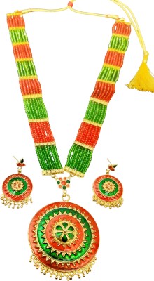 balaji gold Copper Gold-plated Red, Green Jewellery Set(Pack of 2)