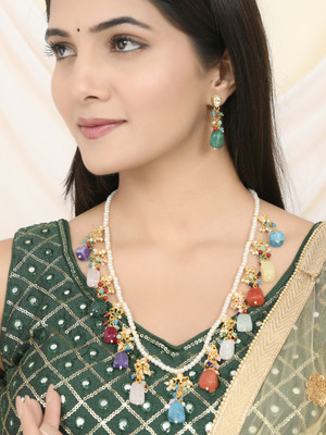 Silvermerc Designs Brass Gold-plated Multicolor Jewellery Set(Pack of 1)