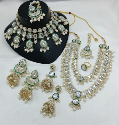 YFJ Alloy Gold-plated Multicolor Jewellery Set(Pack of 8)