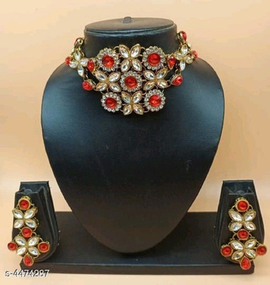 house of common Alloy Gold-plated Red Jewellery Set(Pack of 1)