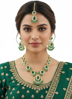 GetBling Alloy Green Jewellery Set(Pack of 4)
