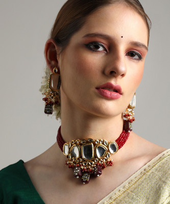 ANOUK Alloy Gold-plated Red Jewellery Set(Pack of 2)