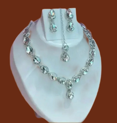 Abaan Fashion Alloy Brass Silver Jewellery Set(Pack of 1)