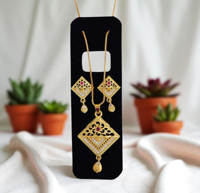 Shifa Enterprises Brass Gold-plated Gold Jewellery Set(Pack of 1)