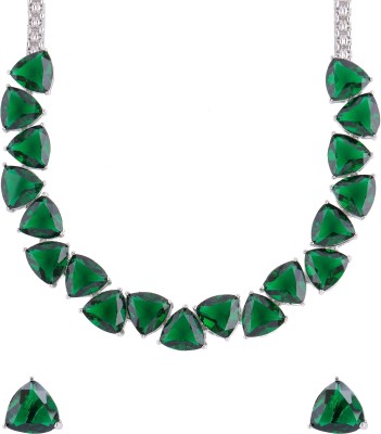 Zoey Alloy Silver Green, Silver Jewellery Set(Pack of 3)